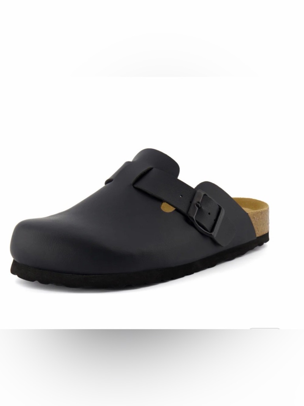 Hana Cork Footbed clogs- Black Loafers with Adjustable Strap